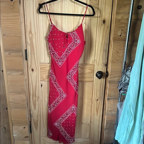 Y2K Chic Red Bandana Print Midi Dress - Picture 1 of 6